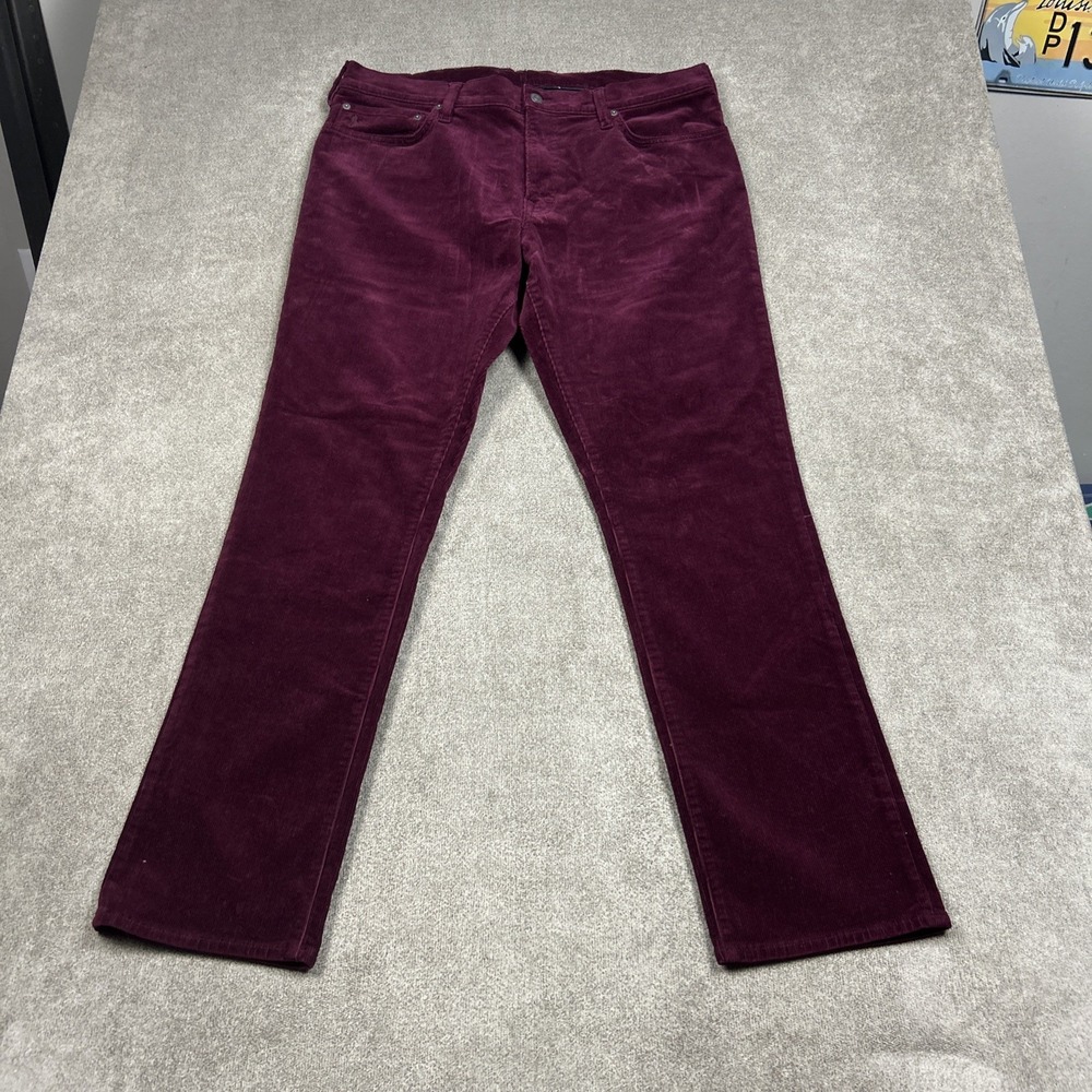 Polo Ralph Lauren Pants Mens 38 Maroon Varick Slim Straight Corduroy Chino 38x32 - Picture 2 of 10
